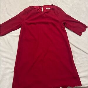 Tobi Red Scalloped Hem Dress small